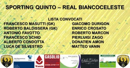 I CONVOCATI PER SPORTING QUINTO - REAL BIANCOCELESTE